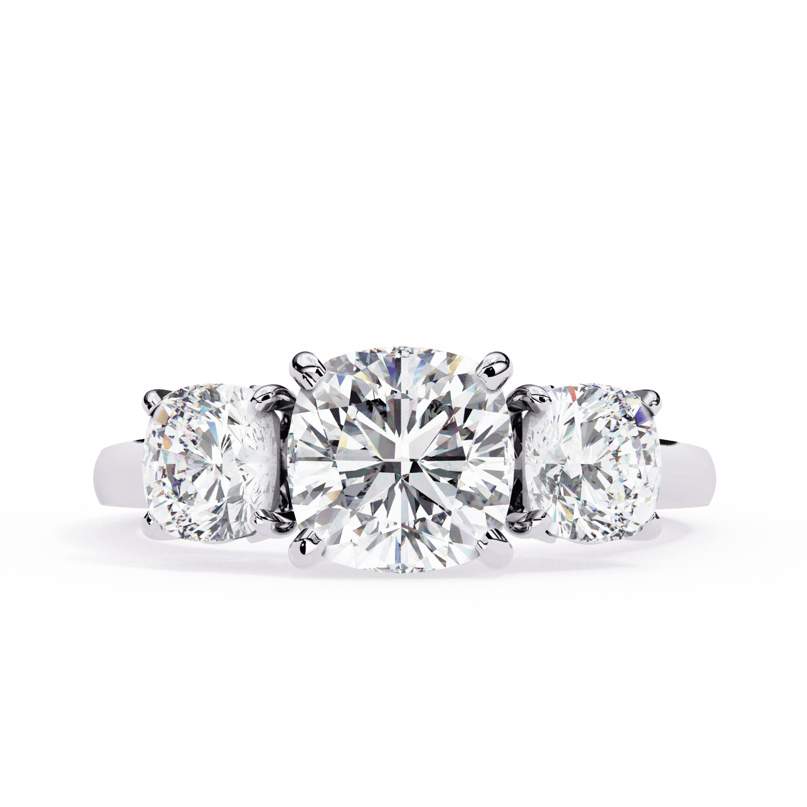 Three-Stone Cushion-Cut Diamond Engagement Ring